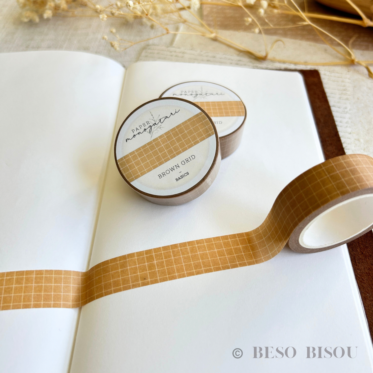 Carmel Brown Grid Washi Tape