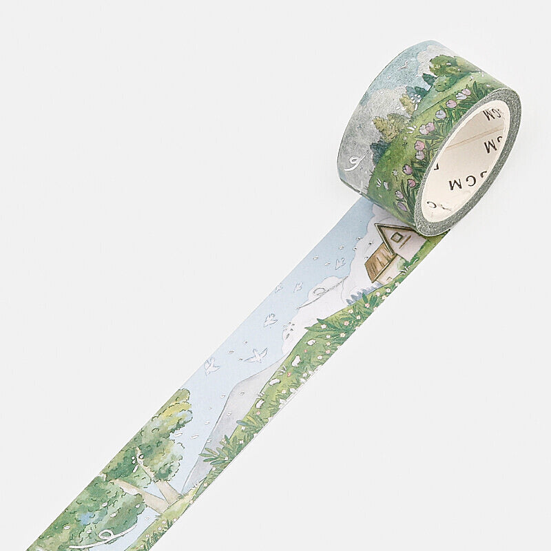 BGM - Silver-Foiled Scenic Country Farm Washi Tape