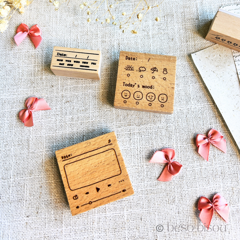 Vintage Style Wooden Rubber Date Stamp