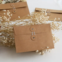 Vintage Style Button & String Tie Kraft Envelopes (Set of 4)