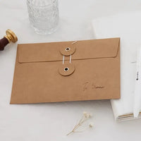 Vintage Style Button & String Tie Kraft Envelopes (Set of 4)