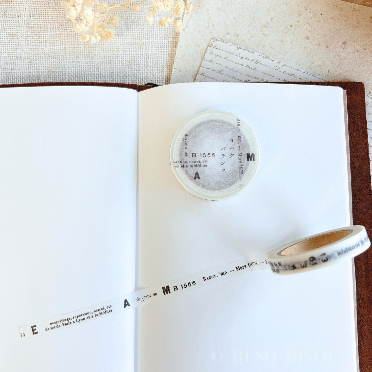 Yohaku -  Letters & Numbers Slim Washi Tape "Balance" (L-009)