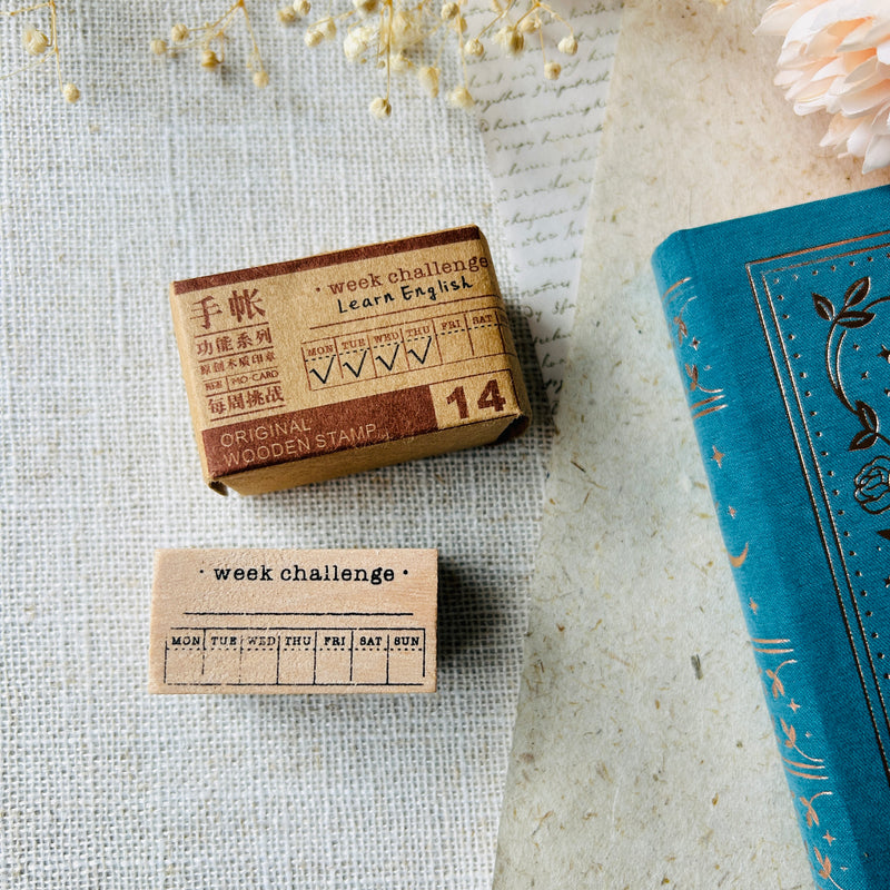 Weekly Goal & Habit Tracker Wooden Rubber Stamp