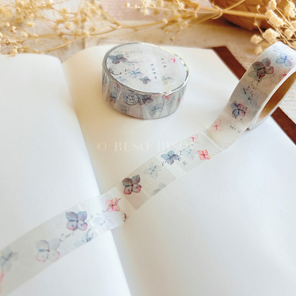 Yohaku -  Mini Hydrangea Watercolor Washi Tape (Y045)