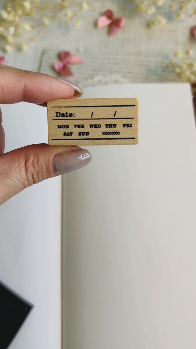 Vintage Style Wooden Rubber Date Stamp